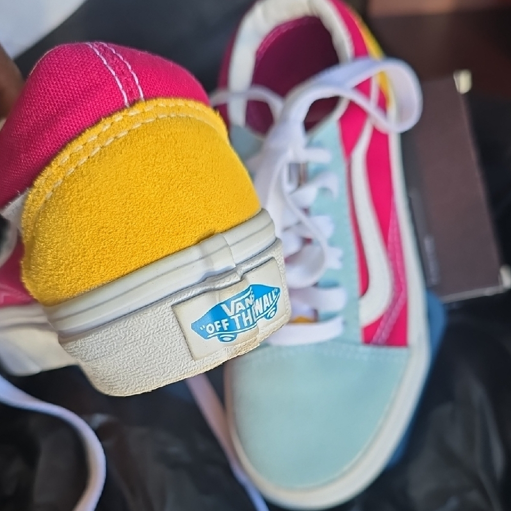 Vans Pink and Yellow Old Skool Sneakers